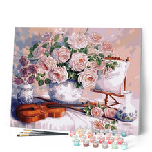 Charger l'image dans la galerie, peinture par numéros | Fleurs et Violon | facile, fleurs | FiguredArt