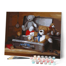 Charger l'image dans la galerie, peinture par numéros | Valise et Nounours | intermédiaire, ours | FiguredArt