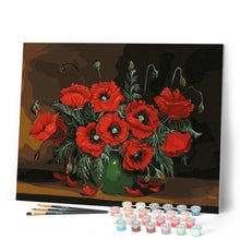 Charger l'image dans la galerie, peinture par numéros | Coquelicots et arrière plan sombre | fleurs, intermédiaire | FiguredArt