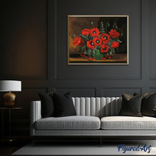 Charger l'image dans la galerie, peinture par numéros | Coquelicots et arrière plan sombre | fleurs, intermédiaire | FiguredArt
