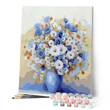 Charger l'image dans la galerie, peinture par numéros | Vase bleuté et Fleurs | complexe, fleurs | FiguredArt