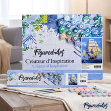 Charger l'image dans la galerie, peinture par numéros | Bateau et Mouettes au coucher du Soleil | bateaux, complexe | FiguredArt