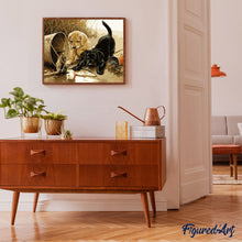 Charger l'image dans la galerie, peinture par numéros | Chiots jouant avec des Poissons | animaux, chiens, intermédiaire | FiguredArt