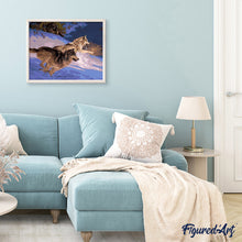 Charger l'image dans la galerie, peinture par numéros | Deux Loups s’élançant dans la Neige | animaux, intermédiaire, loups | FiguredArt