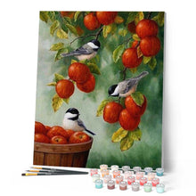 Charger l'image dans la galerie, peinture par numéros | Oiseaux et Pommes rouges | animaux, complexe, oiseaux | FiguredArt