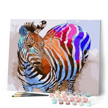 Charger l'image dans la galerie, peinture par numéros | Zèbre arc en ciel | animaux, facile, zèbres | FiguredArt