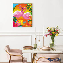 Charger l'image dans la galerie, Duo de Flamants roses et Fleurs