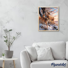 Charger l'image dans la galerie, peinture par numéros | Cerfs en Hiver | animaux, complexe, france, rennes et biches | FiguredArt