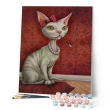 Charger l'image dans la galerie, peinture par numéros | Chatte au Collier et Porte-Cigarette | animaux, chats, complexe | FiguredArt