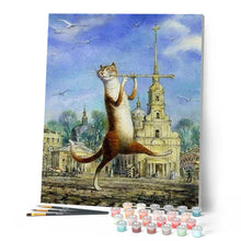 Charger l'image dans la galerie, peinture par numéros | Chat avec flûte | animaux, chats, complexe | FiguredArt