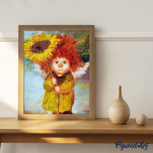 Charger l'image dans la galerie, peinture par numéros | Fillette Tournesol | complexe, fleurs, portrait | FiguredArt