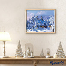 Charger l'image dans la galerie, peinture par numéros | Paysage d’Hiver sous un Ciel bleu | hiver, intermédiaire, paysages | FiguredArt