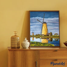 Charger l'image dans la galerie, peinture par numéros | Rivière et Moulins à vent | intermédiaire, paysages | FiguredArt