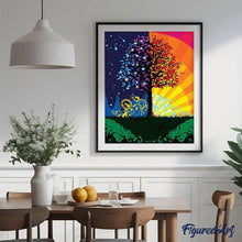 Charger l'image dans la galerie, peinture par numéros | Arbre Jour et Nuit | arbres, facile | FiguredArt
