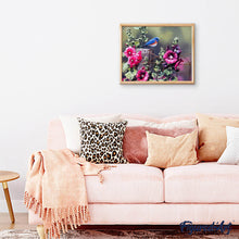 Charger l'image dans la galerie, peinture par numéros | Petit Oiseau et Fleurs roses | fleurs, intermédiaire | FiguredArt