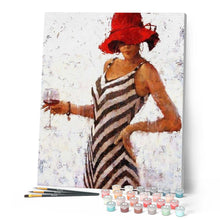 Charger l'image dans la galerie, peinture par numéros | Femme et Verre de Vin | intermédiaire, portrait | FiguredArt