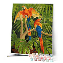 Charger l'image dans la galerie, peinture par numéros | Perroquets dans la Jungle | animaux, facile, oiseaux, perroquets | FiguredArt
