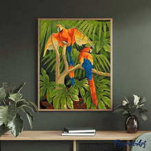 Charger l'image dans la galerie, peinture par numéros | Perroquets dans la Jungle | animaux, facile, oiseaux, perroquets | FiguredArt