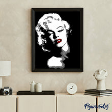 Charger l'image dans la galerie, peinture par numéros | Monroe en noir et blanc | facile, portrait | FiguredArt