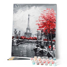 Charger l'image dans la galerie, peinture par numéros | Tour Eiffel et Arbres rouges | intermédiaire, ville | FiguredArt