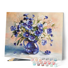 Charger l'image dans la galerie, peinture par numéros | Vase bleu saphir | complexe, fleurs | FiguredArt