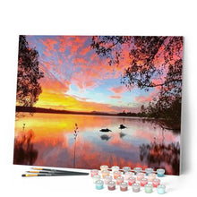 Charger l'image dans la galerie, peinture par numéros | Vol de Canards | canards, intermédiaire, oiseaux, paysages | FiguredArt