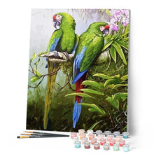 Charger l'image dans la galerie, peinture par numéros | Perroquets verts | animaux, intermédiaire, oiseaux, perroquets | FiguredArt