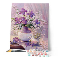 Charger l'image dans la galerie, peinture par numéros | Vase pourpre élégant | animaux, complexe, fleurs, france, éléphants | FiguredArt