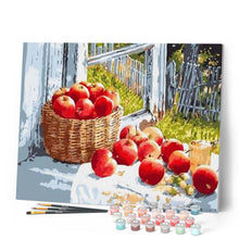 Charger l'image dans la galerie, peinture par numéros | Pommes rouges près de la Fenêtre | cuisine, intermédiaire | FiguredArt