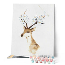 Charger l'image dans la galerie, peinture par numéros | Cerf aux jolis bois fleuris | animaux, facile, rennes et biches | FiguredArt