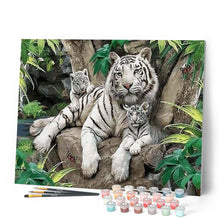 Charger l'image dans la galerie, peinture par numéros | Tigres blanc en famille | animaux, intermédiaire, tigres | FiguredArt