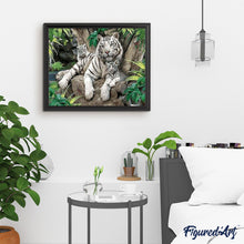 Charger l'image dans la galerie, peinture par numéros | Tigres blanc en famille | animaux, intermédiaire, tigres | FiguredArt