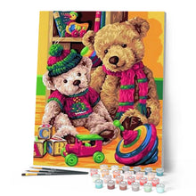 Charger l'image dans la galerie, peinture par numéros | Nounours en Famille | facile, ours | FiguredArt