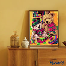 Charger l'image dans la galerie, peinture par numéros | Nounours en Famille | facile, ours | FiguredArt
