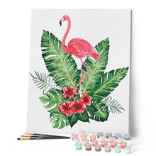 Charger l'image dans la galerie, peinture par numéros | Fleurs et Flamant rose | facile, flamants roses, fleurs, oiseaux | FiguredArt