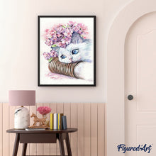 Charger l'image dans la galerie, peinture par numéros | Chaton blanc et Fleurs | animaux, chats, complexe, fleurs | FiguredArt