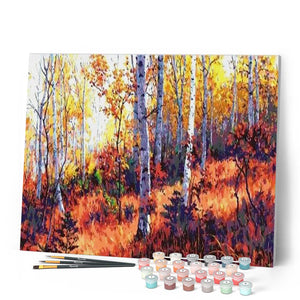 TISHIRON Peinture Par Numéros Forêt – Kit Adulte 40x50 Cm – Toile En Coton, 3 Pinceaux, Peinture Acrylique – Paysage Naturel