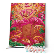 Charger l'image dans la galerie, peinture par numéros | Flamants roses enlacés | animaux, flamants roses, intermédiaire, oiseaux | FiguredArt
