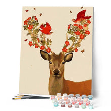 Charger l'image dans la galerie, peinture par numéros | Cerf et Oiseaux | animaux, facile, rennes et biches | FiguredArt
