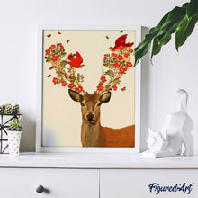 Charger l'image dans la galerie, peinture par numéros | Cerf et Oiseaux | animaux, facile, rennes et biches | FiguredArt