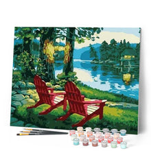 Charger l'image dans la galerie, peinture par numéros | Chaises longues près du lac | facile, paysages | FiguredArt
