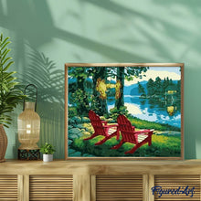 Charger l'image dans la galerie, peinture par numéros | Chaises longues près du lac | facile, paysages | FiguredArt