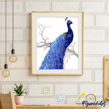 Charger l'image dans la galerie, peinture par numéros | Paon bleu profond | animaux, complexe, paons | FiguredArt