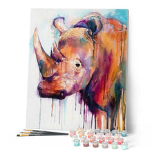 Charger l'image dans la galerie, peinture par numéros | Rhinocéros Abstrait | animaux, complexe, rhinocéros | FiguredArt