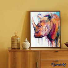 Charger l'image dans la galerie, peinture par numéros | Rhinocéros Abstrait | animaux, complexe, rhinocéros | FiguredArt