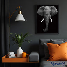 Charger l'image dans la galerie, peinture par numéros | Eléphant gris et noir | animaux, complexe, éléphants | FiguredArt
