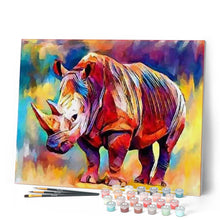 Charger l'image dans la galerie, peinture par numéros | Grand Rhino coloré | animaux, complexe, Pop Art, rhinocéros | FiguredArt