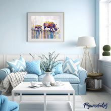 Charger l'image dans la galerie, peinture par numéros | Maman et Bébé Rhinocéros | animaux, complexe, france, rhinocéros | FiguredArt