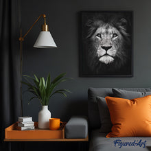 Charger l'image dans la galerie, peinture par numéros | Tête de lion en noir et blanc | animaux, complexe, france, lions | FiguredArt