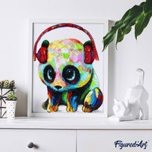 Charger l'image dans la galerie, peinture par numéros | Petit Panda et Casque | animaux, france, intermédiaire, pandas | FiguredArt